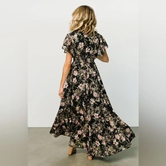 NWT Baltic Born Lynlee Metallic Maxi Dress Black Metallic Floral Flutter Size 3X - Picture 5 of 10